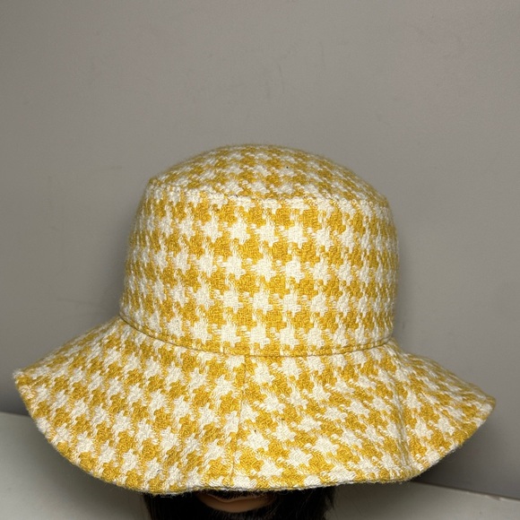 San Diego Hat Co Yellow and White wool Houndstooth floppy Bucket Hat - Picture 2 of 6